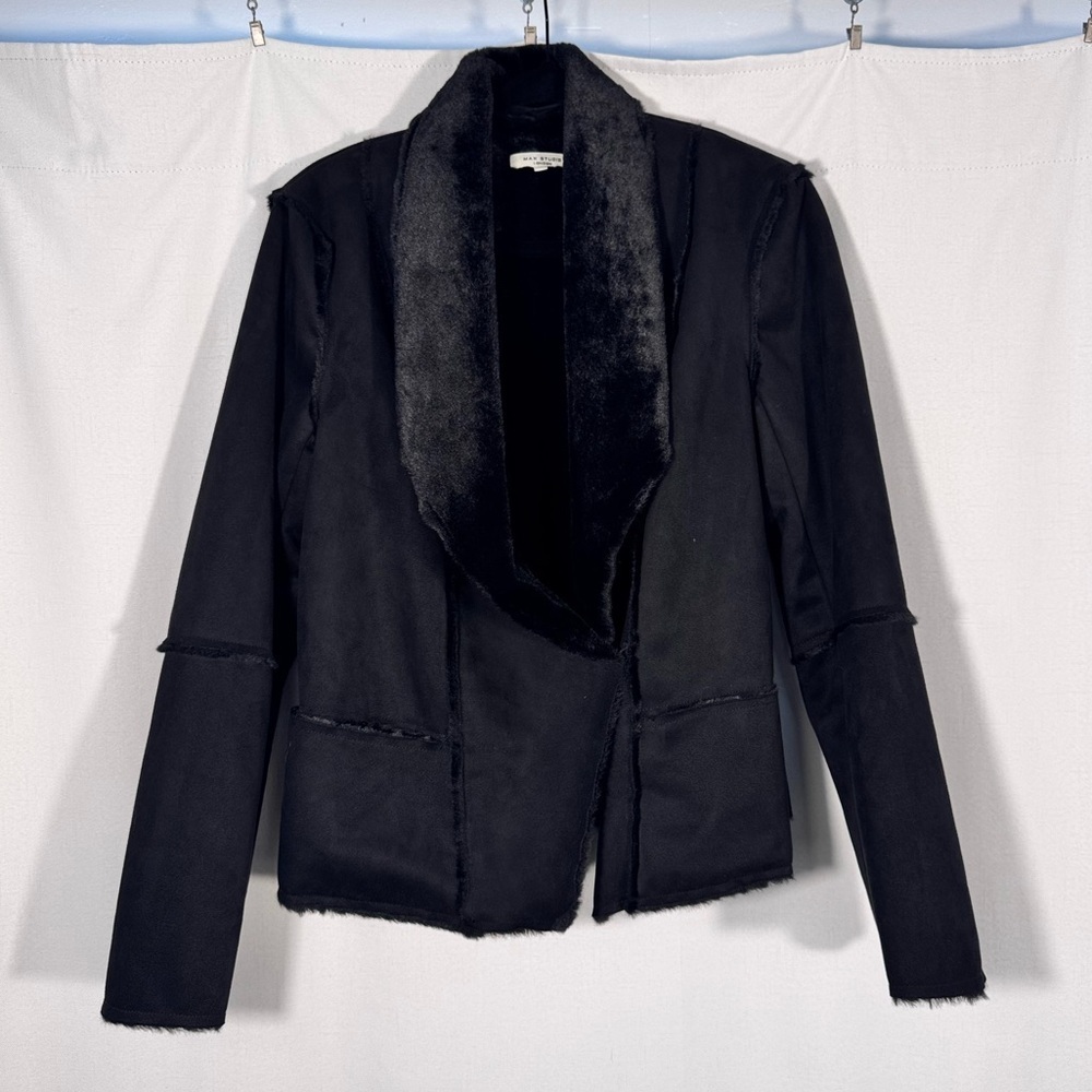 Max Studio London Black Shearling-Style Jacket